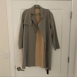 NWT Blank NYC Plaid Open Trench Coat with Belt - Size Medium